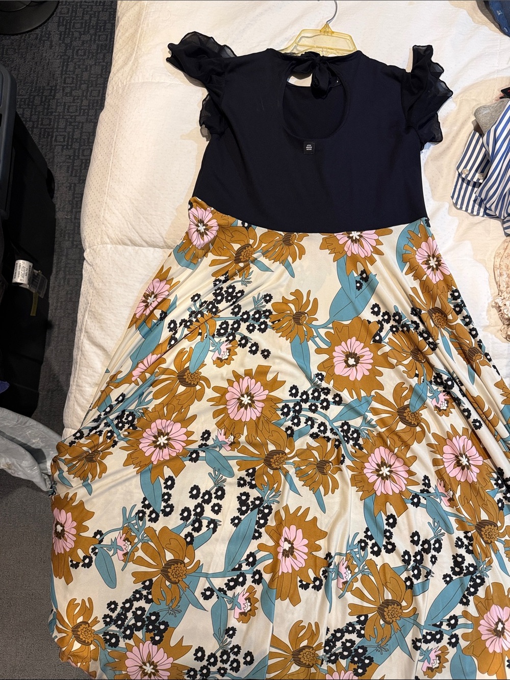 Woman’s Navy Top Floral A-Line Dress